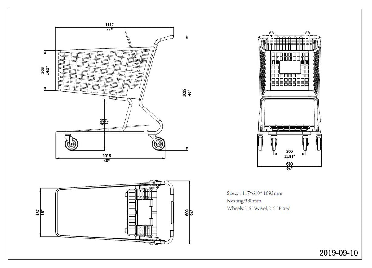 AMP-17AT Anti-Theft Plastic Shopping Cart